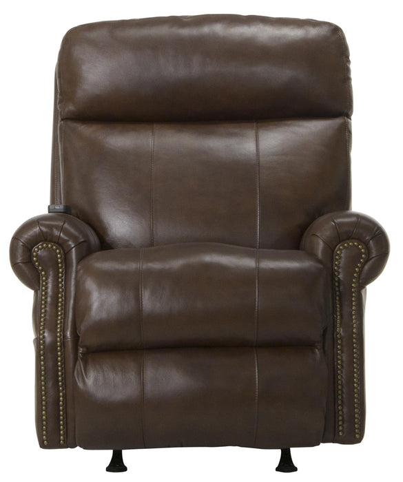 Vito Leather Power Rocker Recliner with Power Adjustable Headrest and Lumbar and CR3 Therapeutic Massage